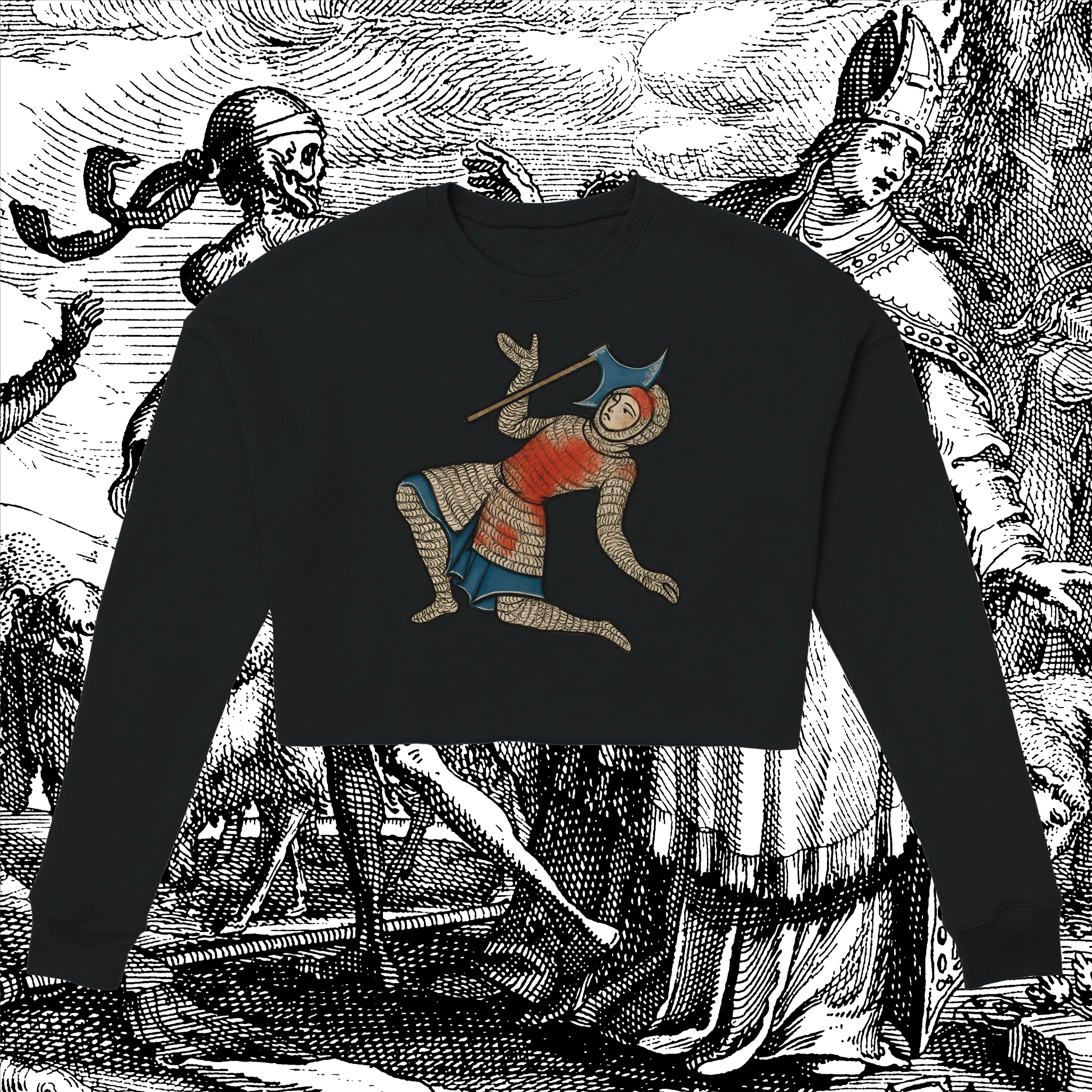 Chaotic Medieval Knight Cropped Sweatshirt