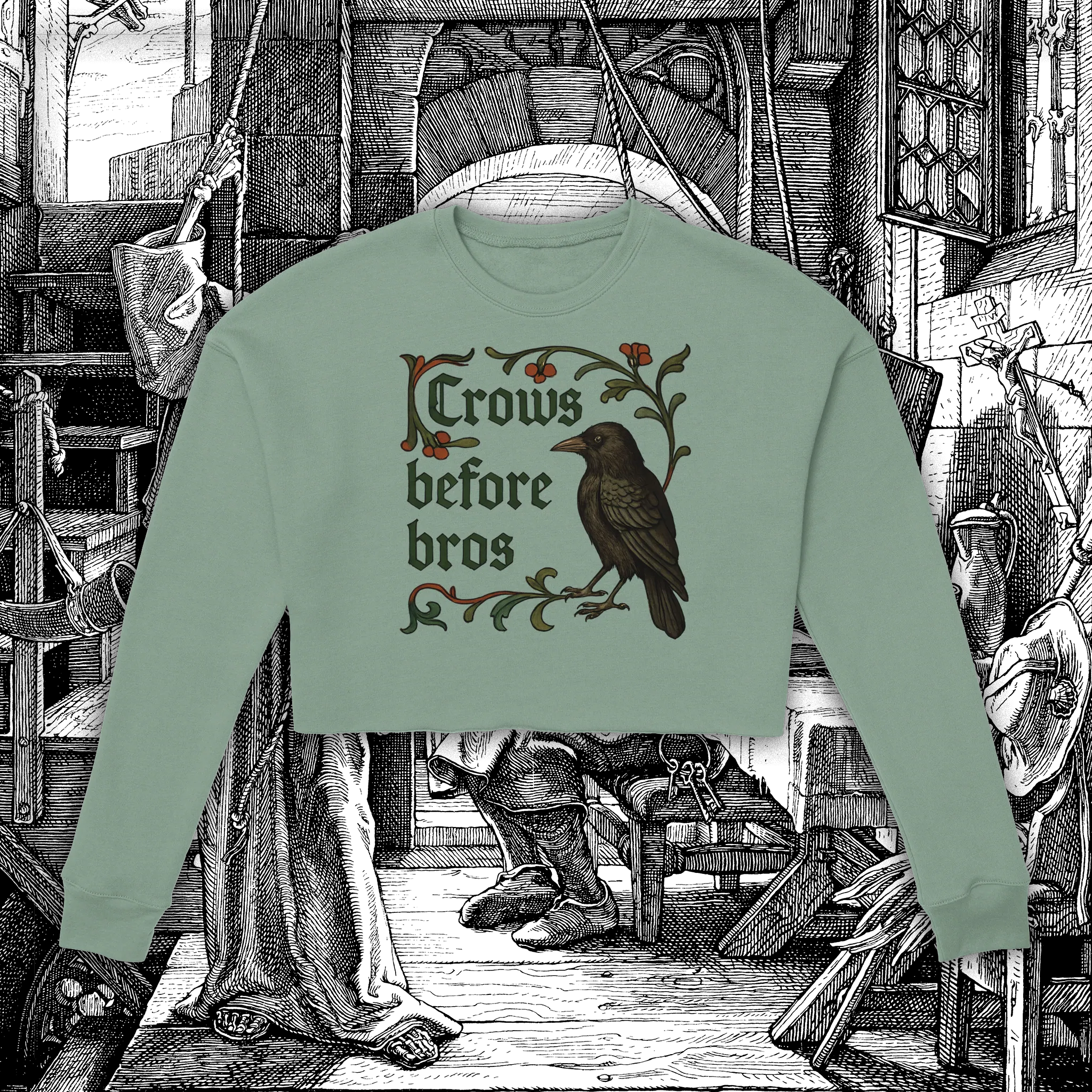 Crows Before Bros Cropped Sweatshirt